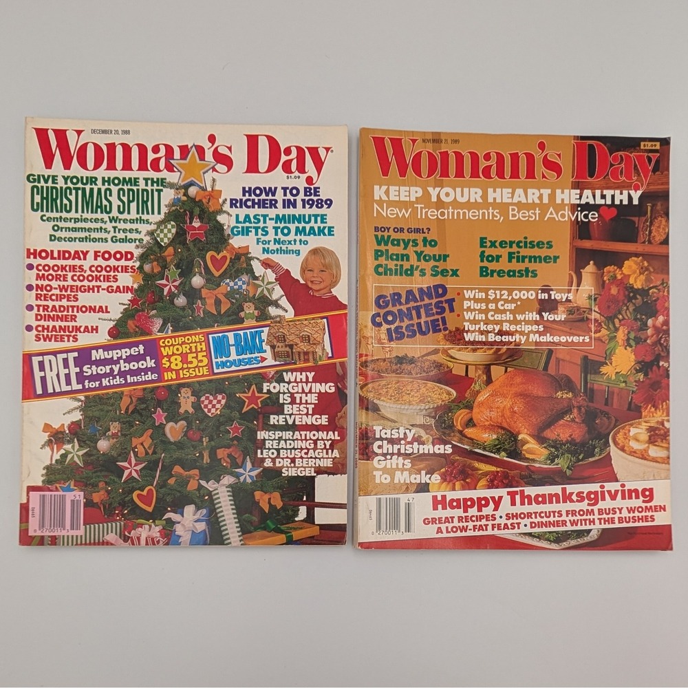 Vintage Woman's Day Magazine Lot 1988 1989 Christmas Thanksgiving Holiday Decor